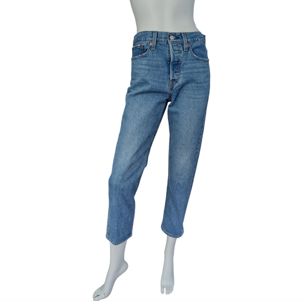 LEVI'S Women's Blue Denim Jeans Levi Strauss & Co Buttons Close High Waist